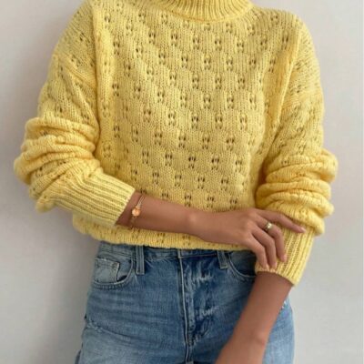 Желтый свитер с фактурным узором. Схема