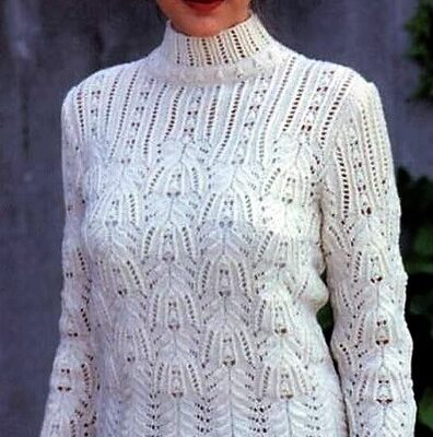 Белый ажурный японский свитер